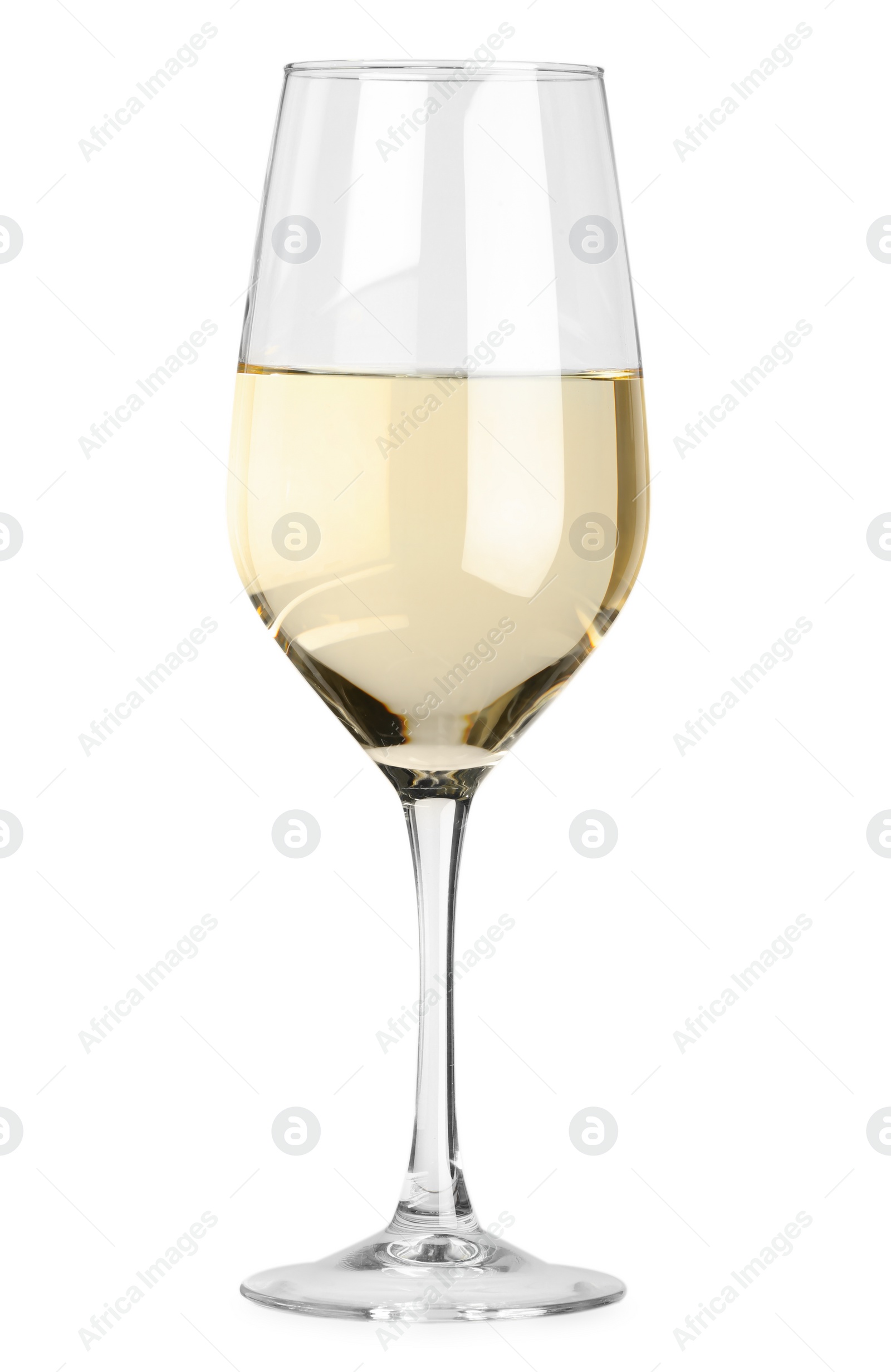 Photo of Tasty wine in glass isolated on white