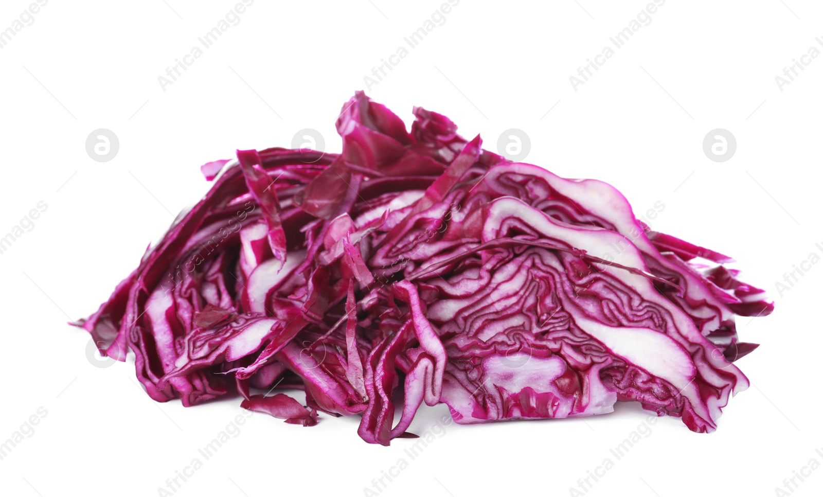 Photo of Chopped fresh red cabbage isolated on white