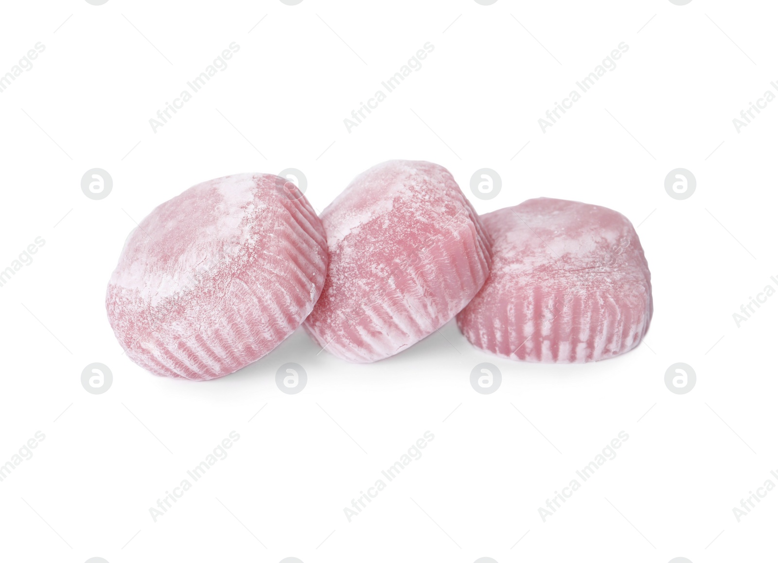 Photo of Delicious mochi on white background. Traditional Japanese dessert