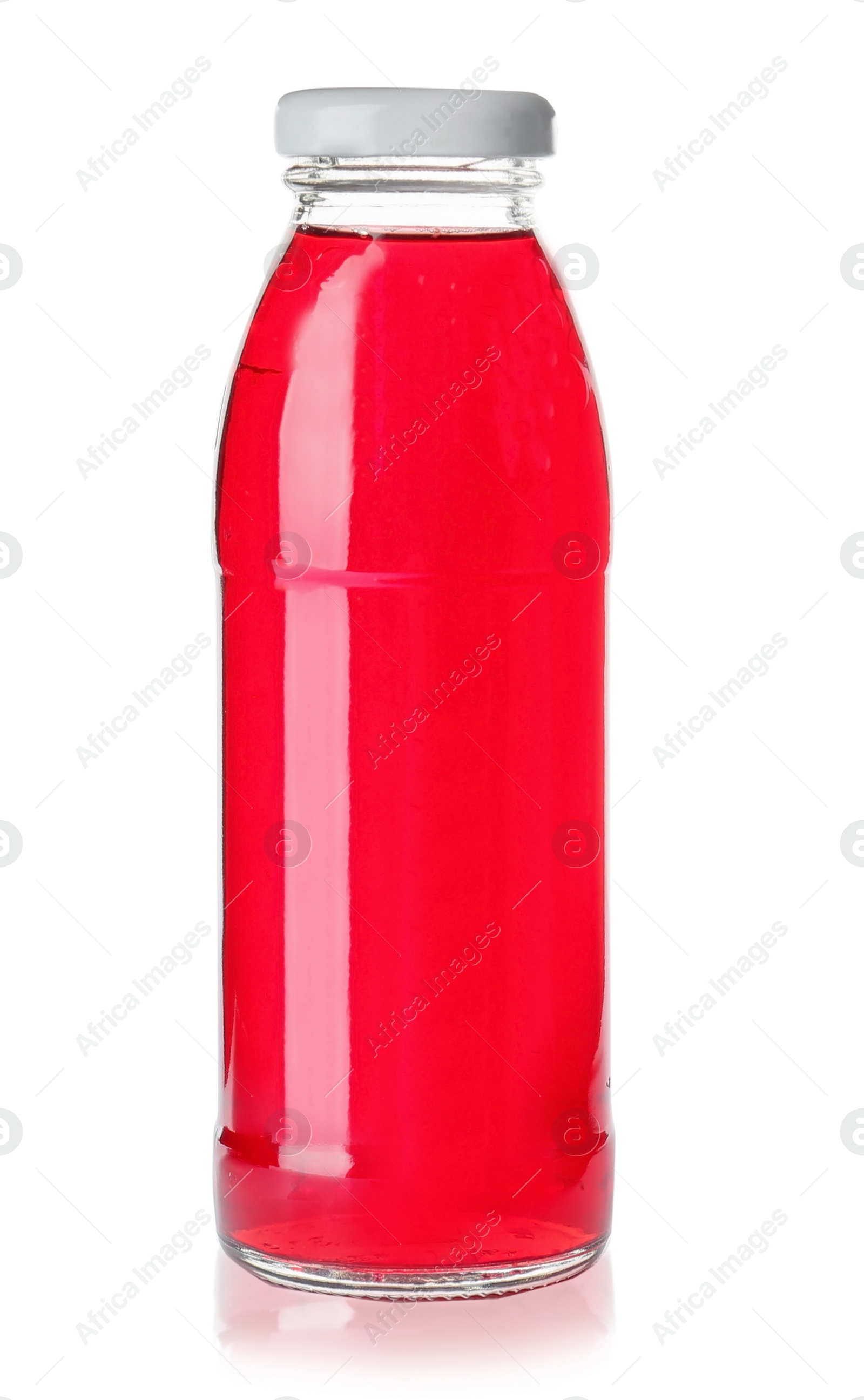 Photo of Bottle with fresh juice on white background