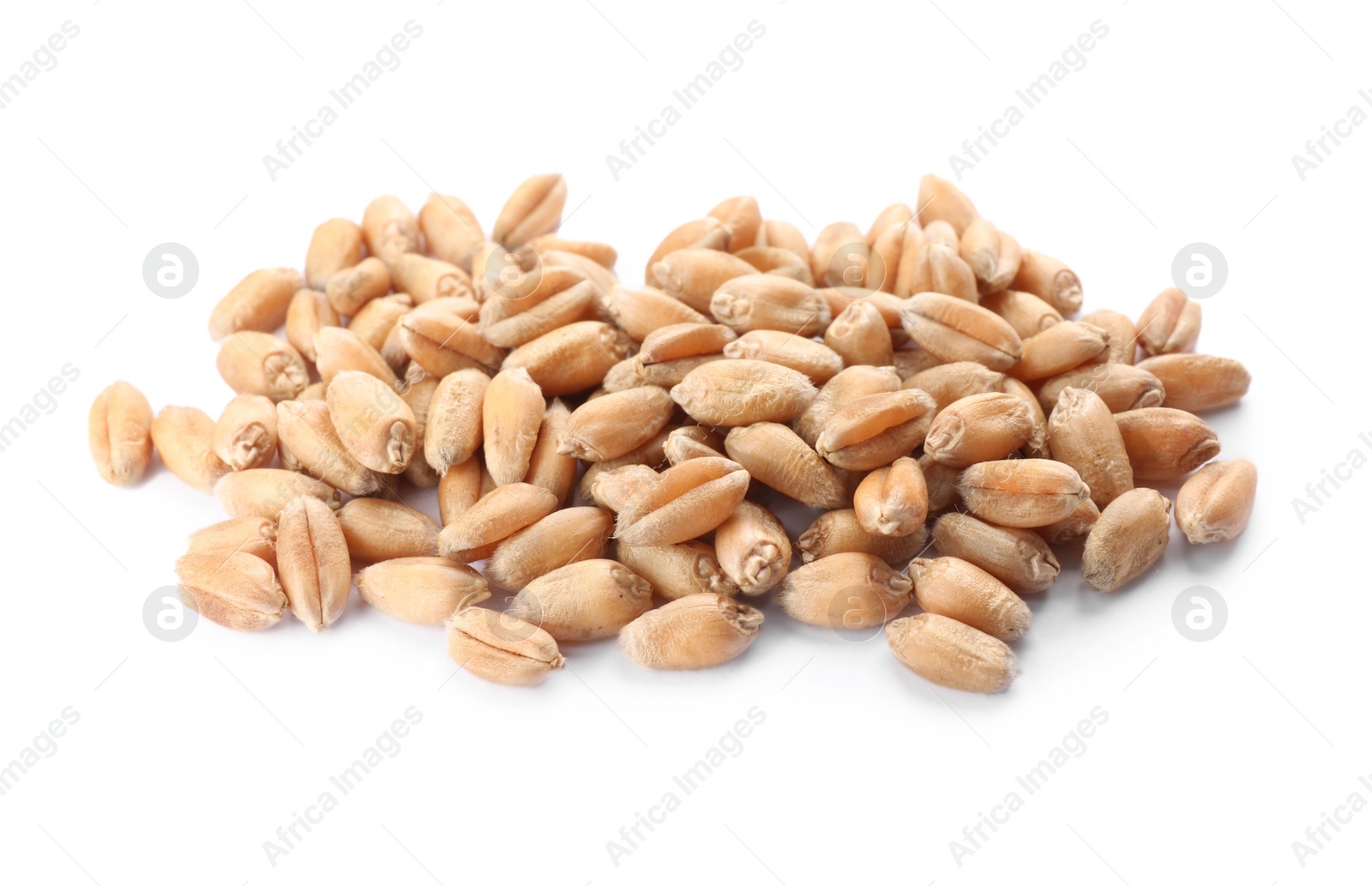 Photo of Pile of wheat grains on white background