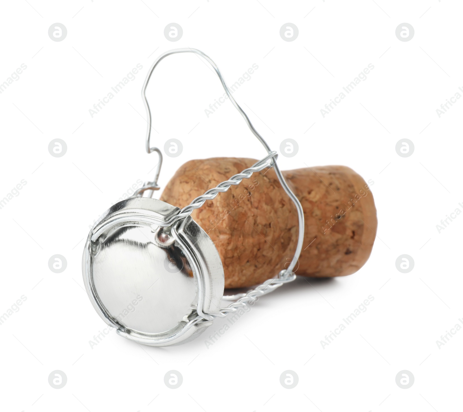 Photo of Sparkling wine cork with muselet cap isolated on white