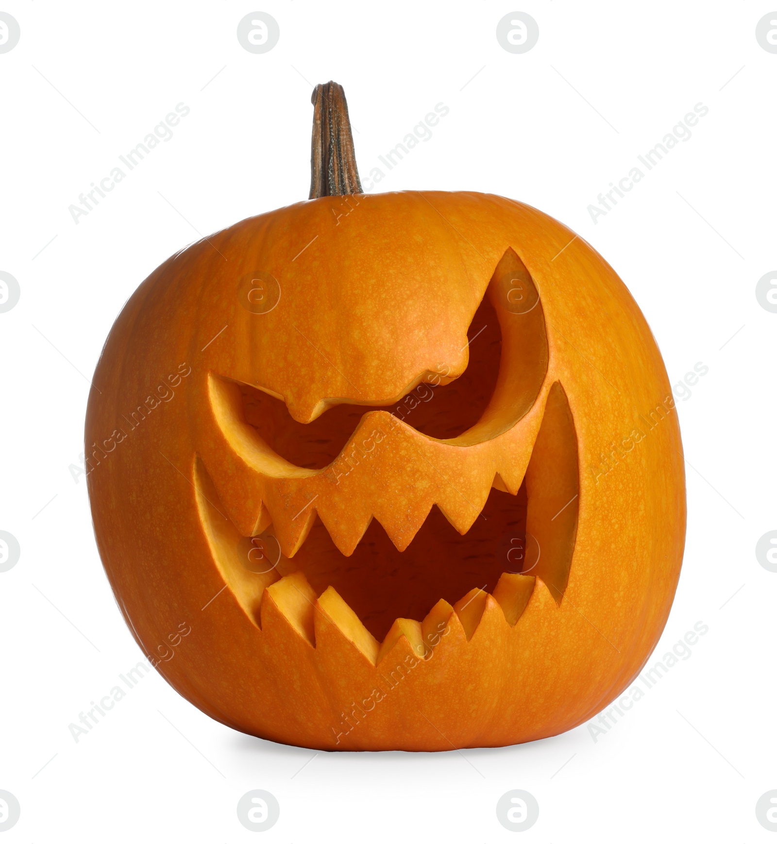 Photo of Carved pumpkin for Halloween isolated on white