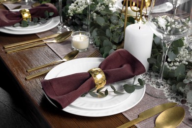 Stylish elegant table setting for festive dinner