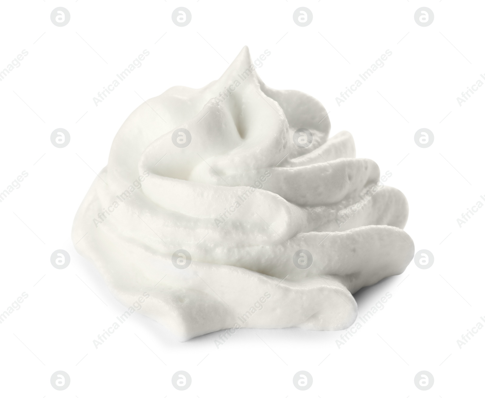 Photo of Delicious fresh whipped cream isolated on white