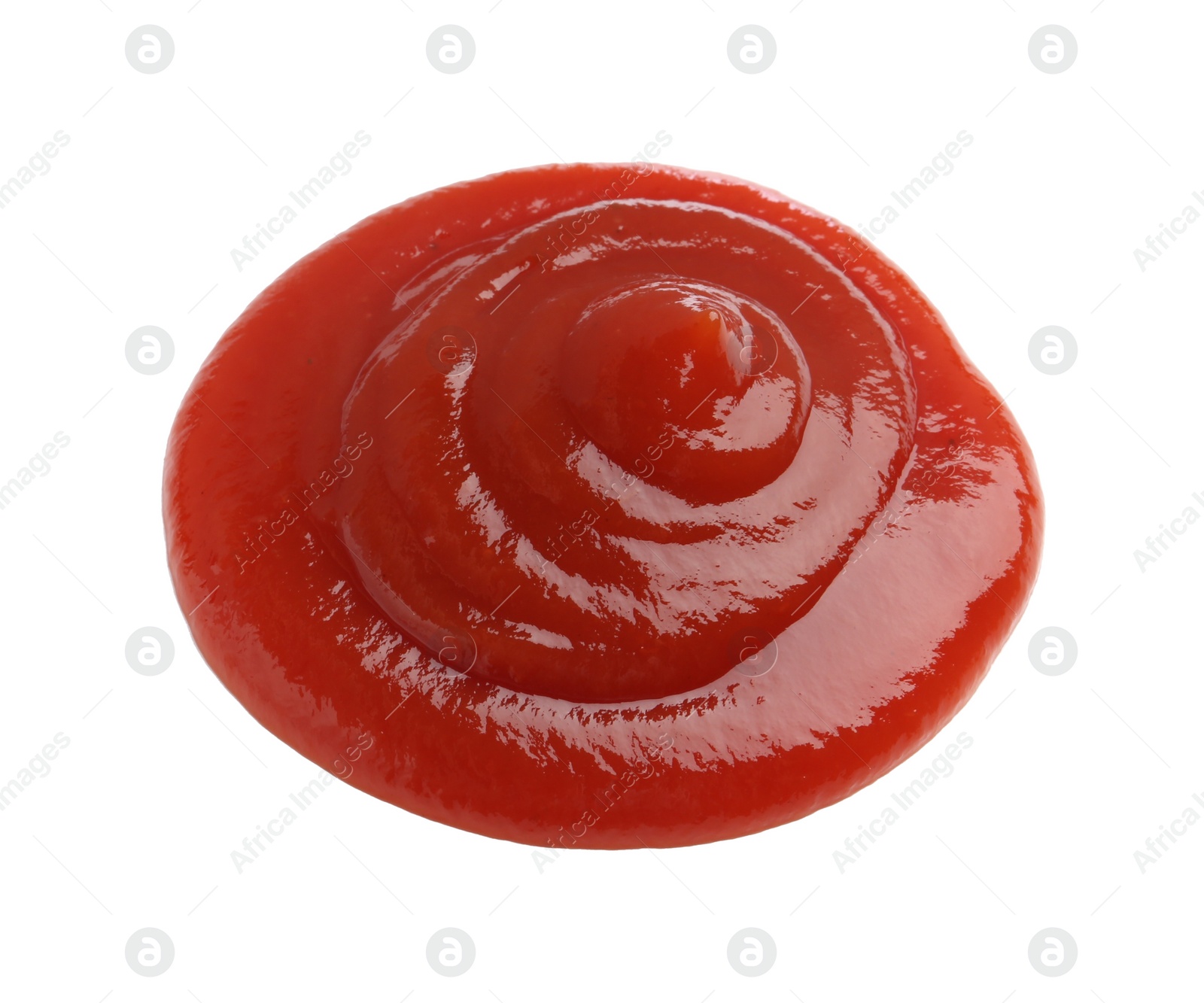 Photo of Tasty ketchup isolated on white. Tomato sauce