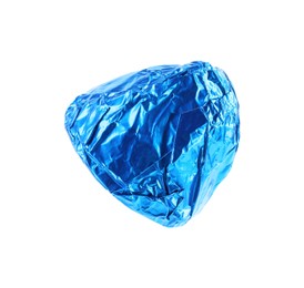 Tasty candy in blue wrapper isolated on white