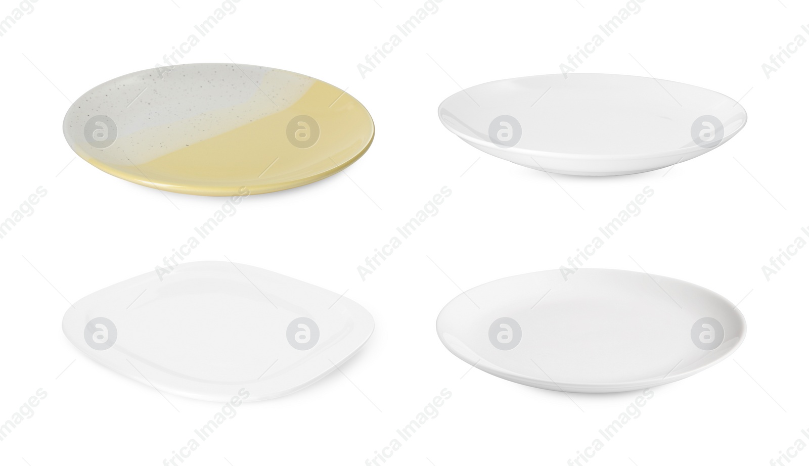 Image of Different clean plates isolated on white, set