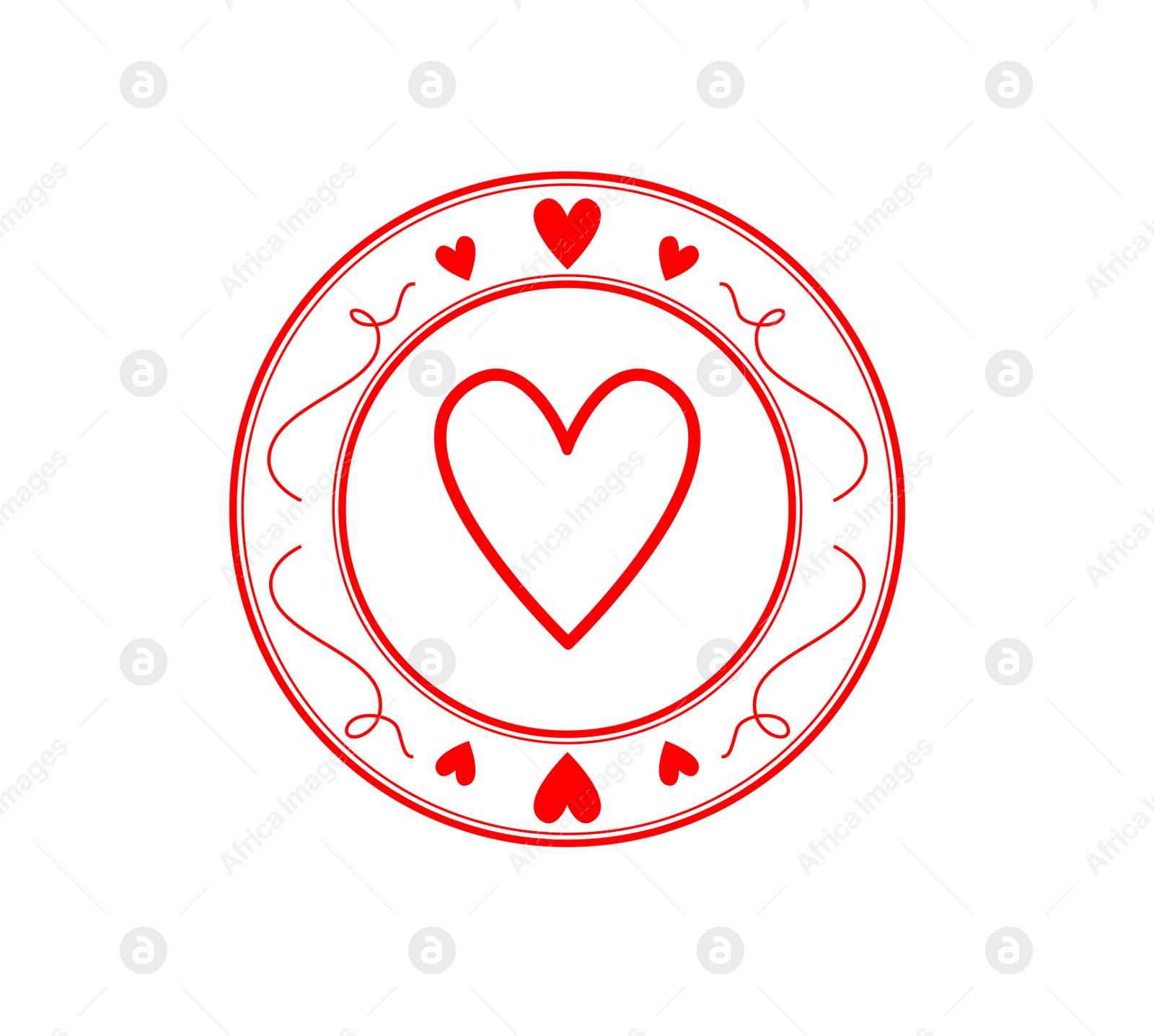 Illustration of Red wax seal with heart on white background