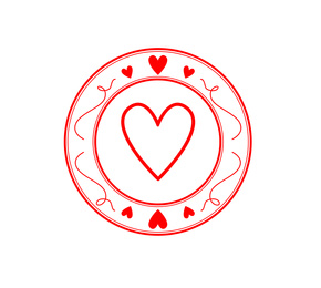 Illustration of Red wax seal with heart on white background