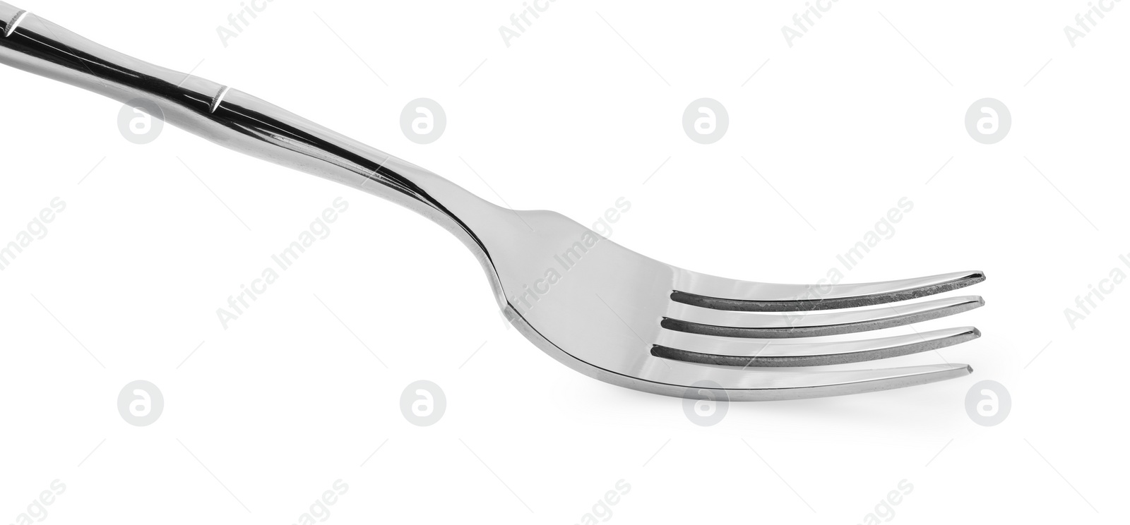 Photo of One new metal fork isolated on white