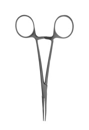 Photo of Surgical forceps on white background. Medical instrument