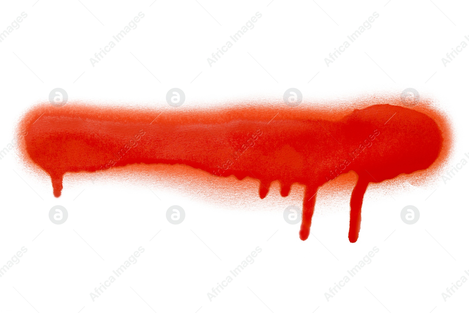 Photo of Line drawn by red spray paint on white background