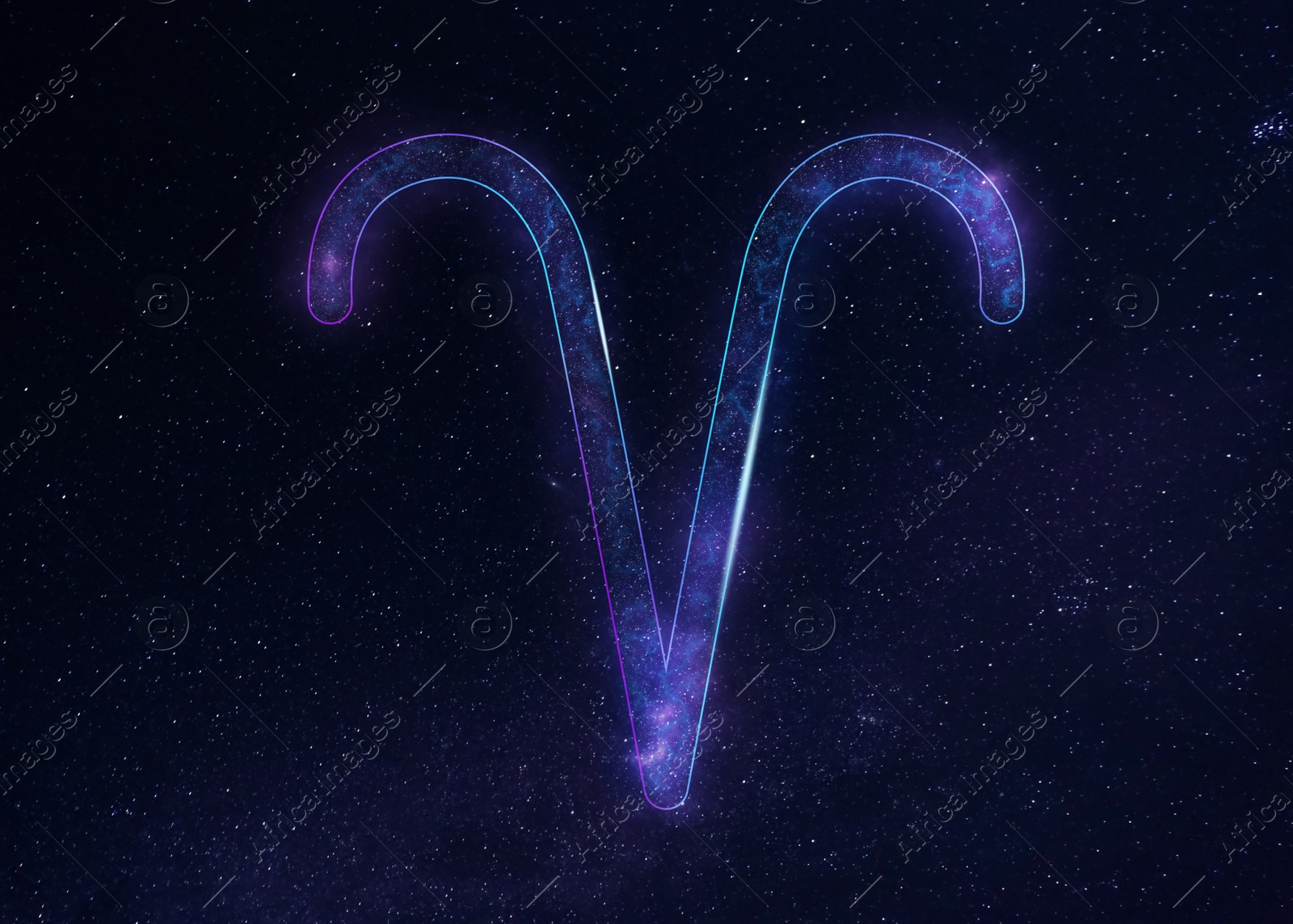 Illustration of Aries astrological sign in night sky with beautiful sky