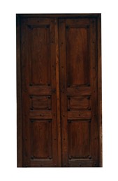 Beautiful old wooden door isolated on white