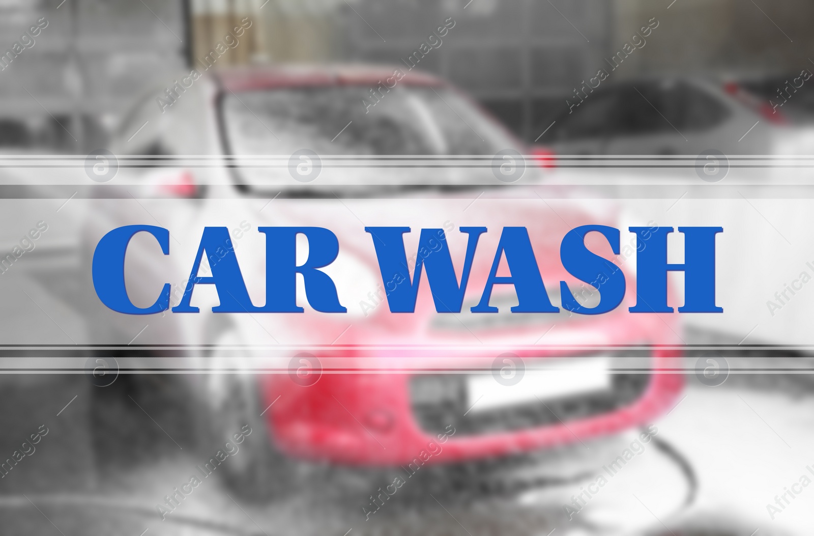 Image of Text Car Wash and automobile covered with foam on background