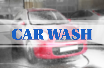 Image of Text Car Wash and automobile covered with foam on background