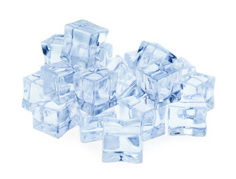 Photo of Crystal clear ice cubes isolated on white