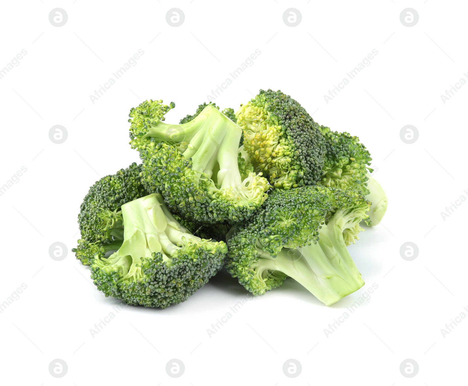 Photo of Fresh green broccoli on white background. Organic food