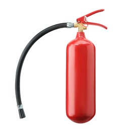 One red fire extinguisher on white background