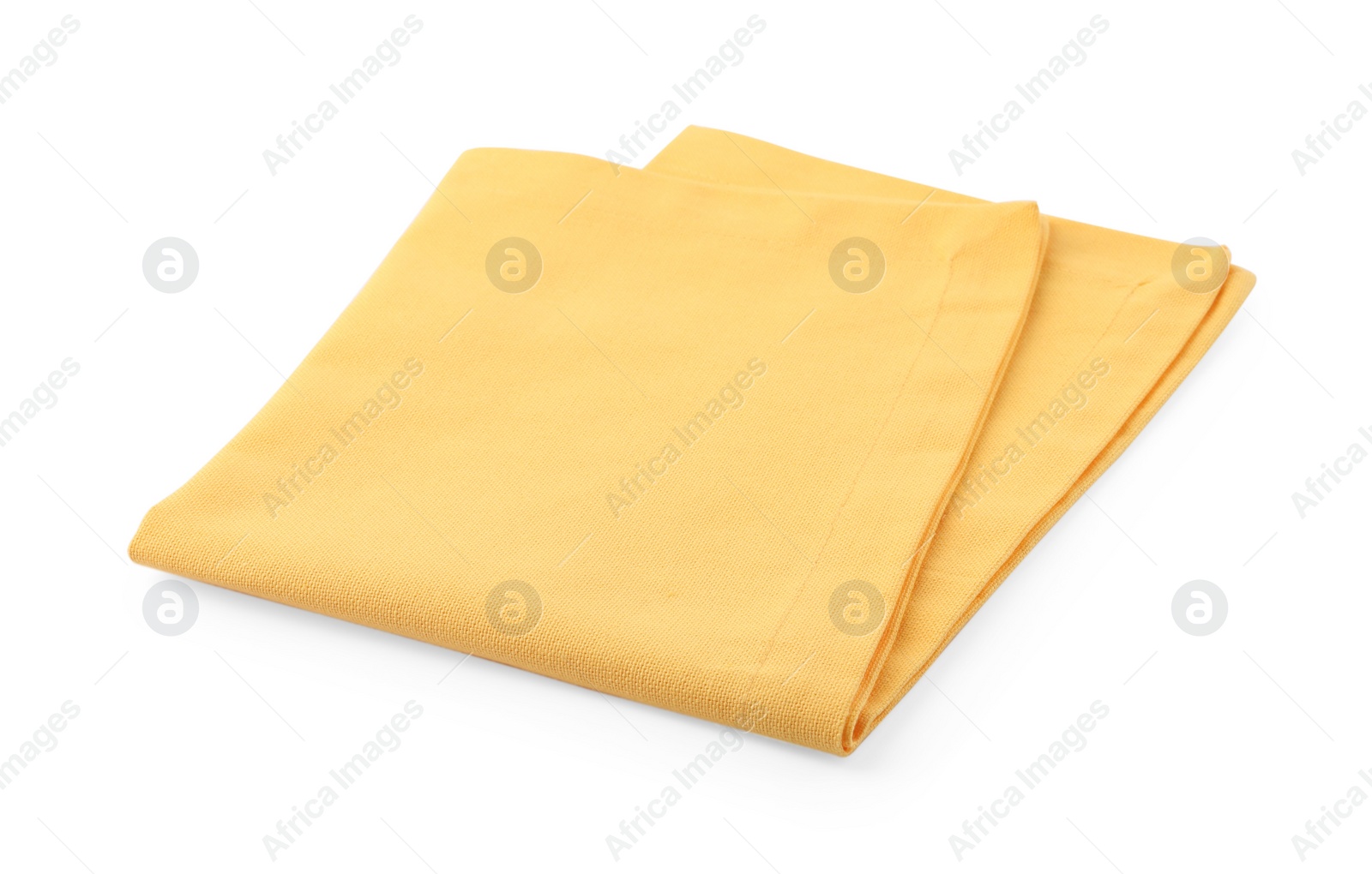 Photo of New clean yellow cloth napkin isolated on white