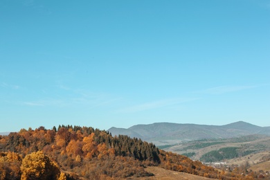 Beautiful landscape with blue sky over mountain slopes