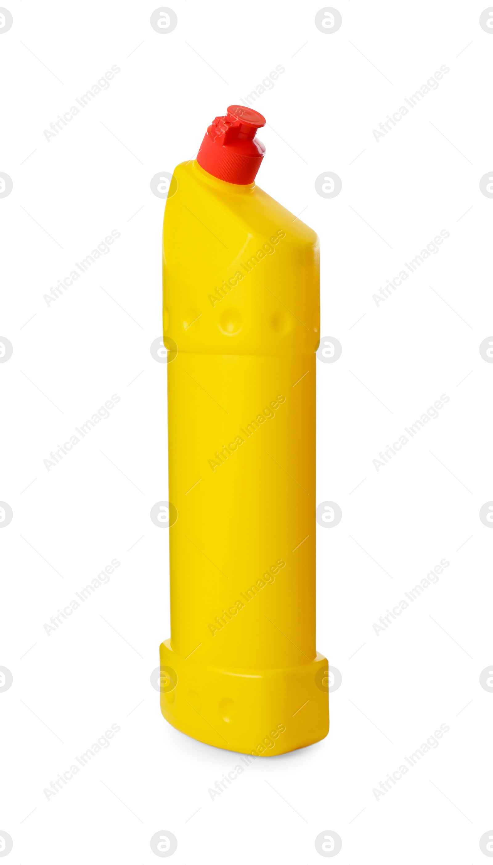 Photo of Yellow bottle of cleaning product isolated on white