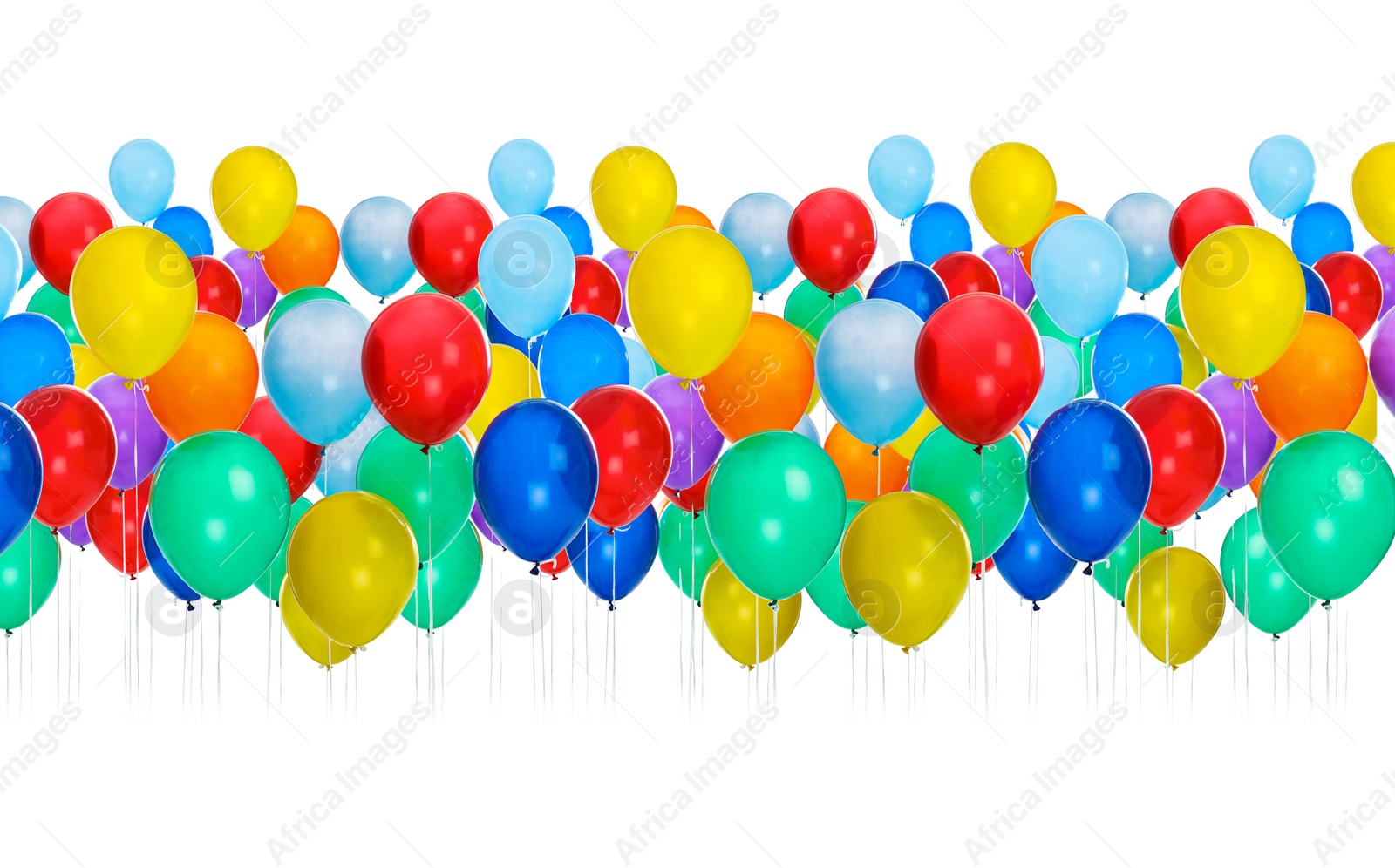 Image of Set of color balloons on white background