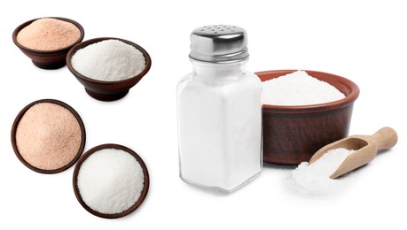 Image of Set of natural salt isolated on white