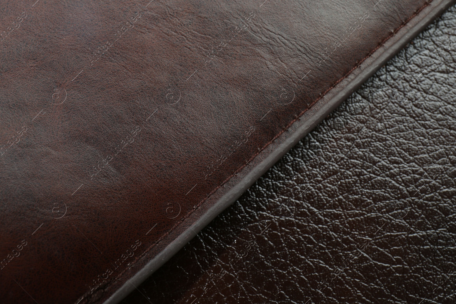 Photo of Texture of different leather as background, closeup