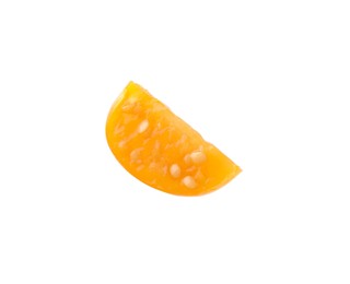 Photo of Piece of ripe orange physalis fruit isolated on white