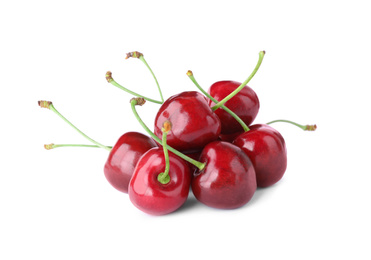 Photo of Delicious fresh ripe cherries isolated on white