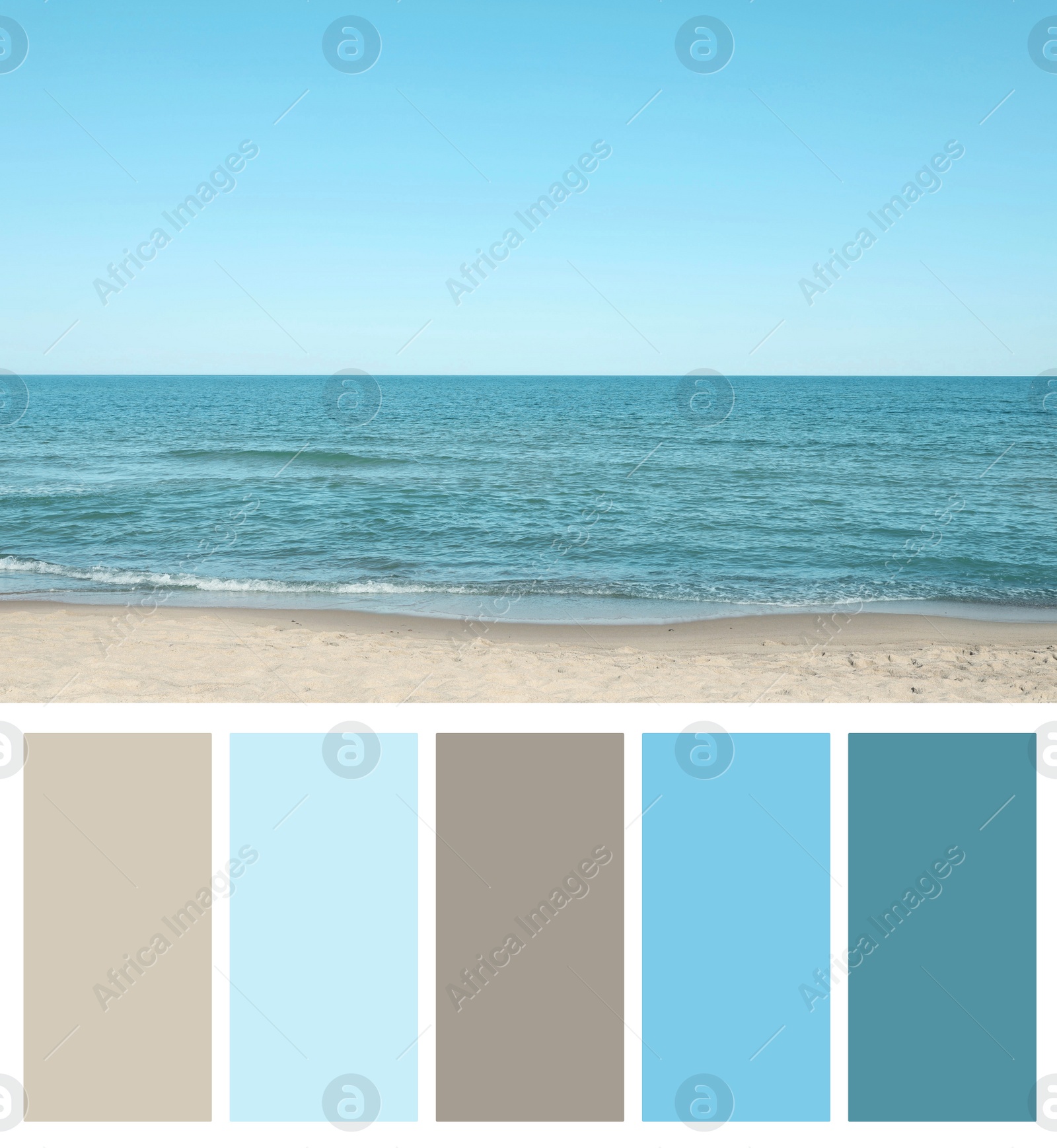 Image of Color palette appropriate to photo of calm sea on sunny day