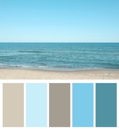 Color palette appropriate to photo of calm sea on sunny day