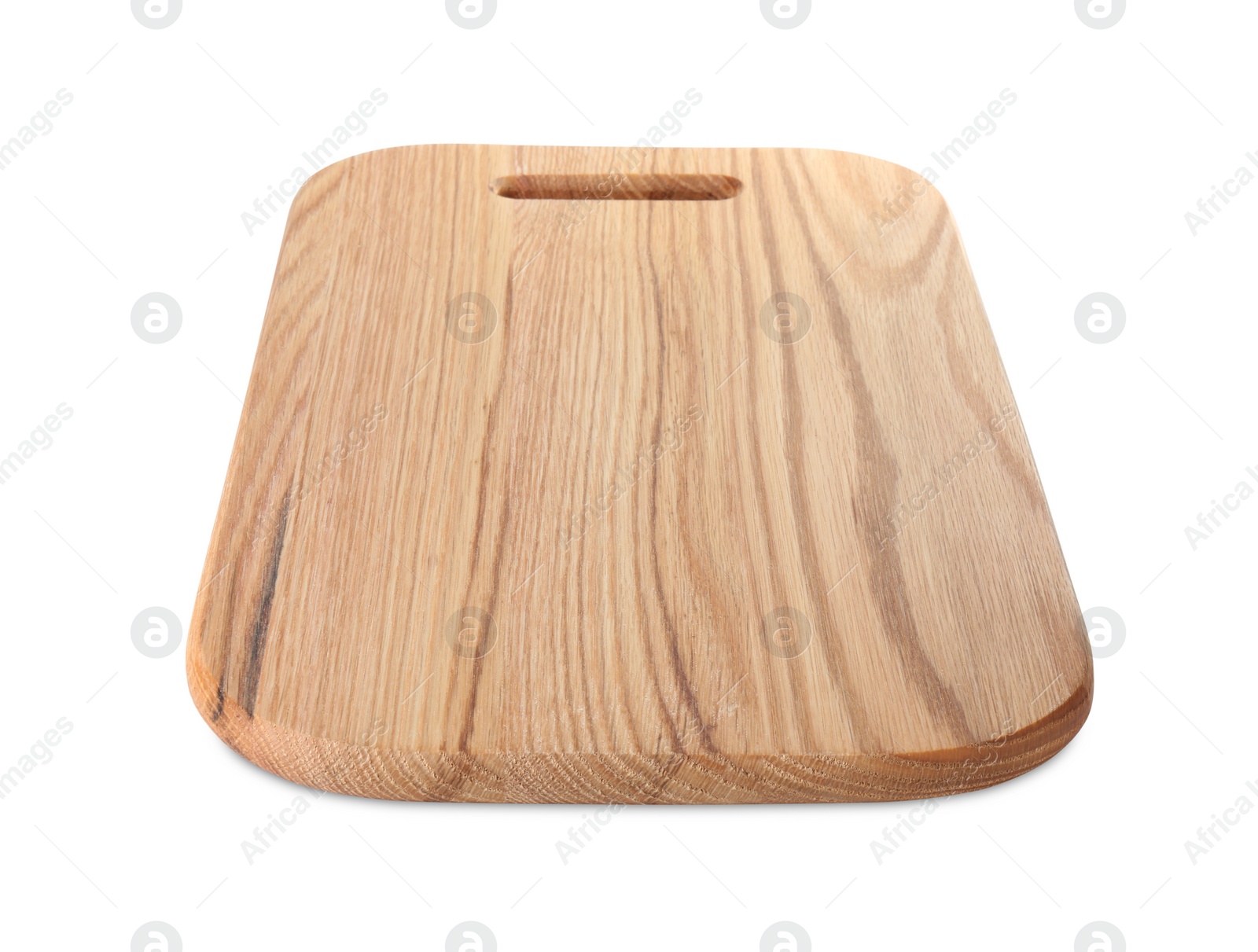 Photo of One wooden cutting board isolated on white