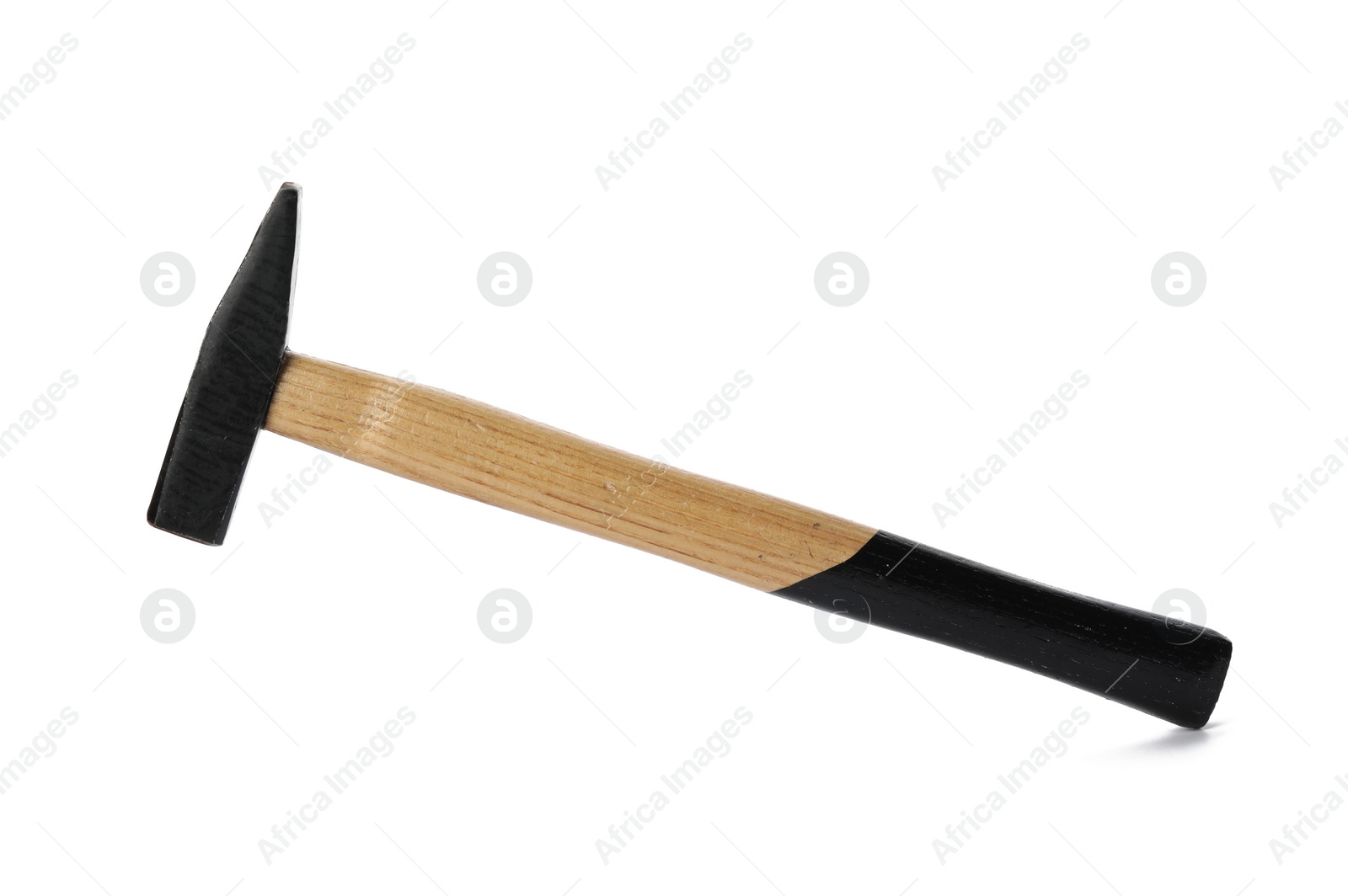 Photo of New hammer on white background. Professional construction tool