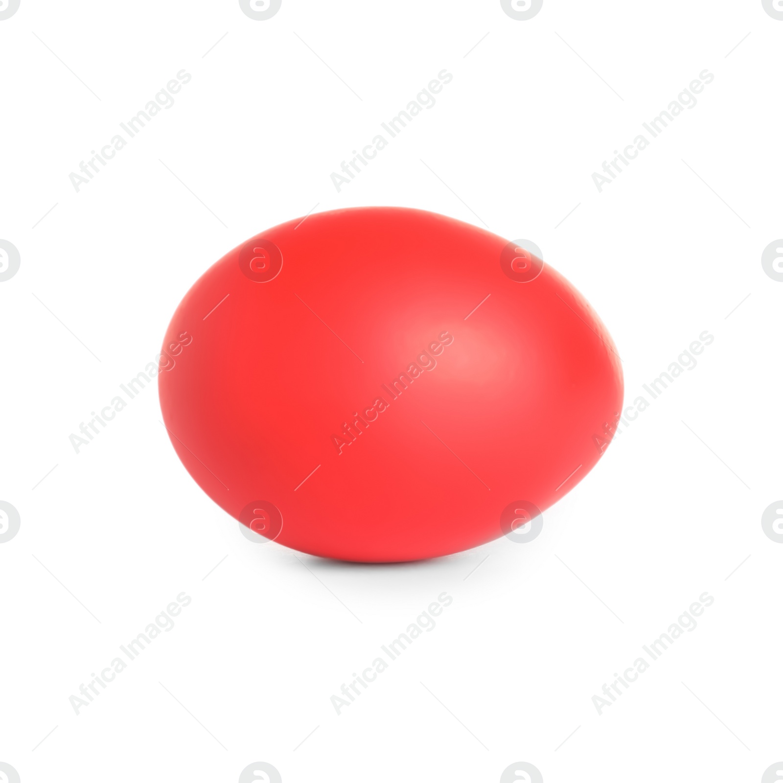 Photo of Red dyed Easter egg on white background