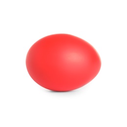 Red dyed Easter egg on white background