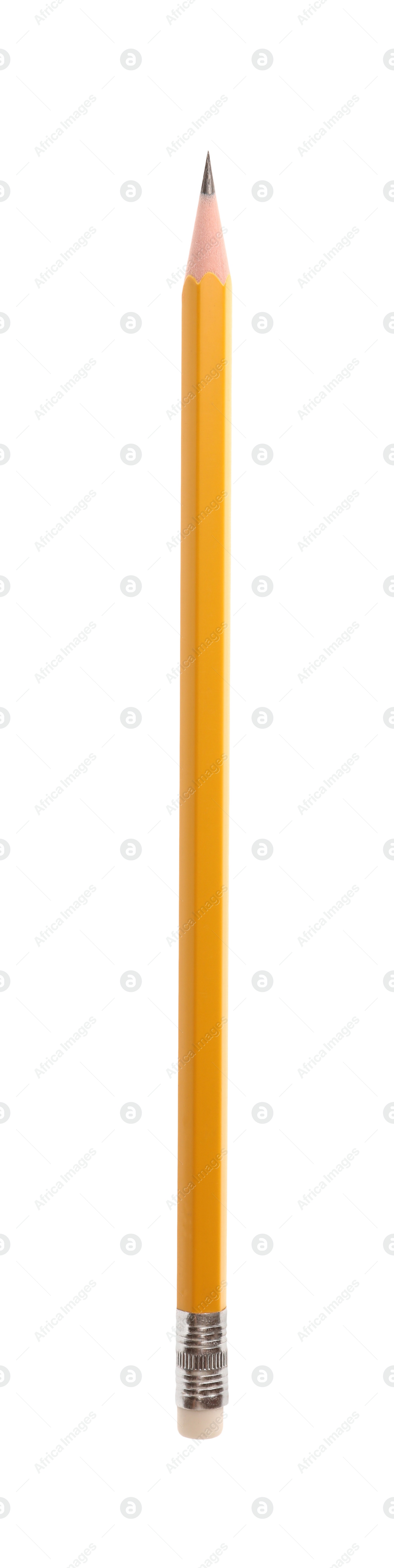 Photo of Graphite pencil with eraser isolated on white. School stationery