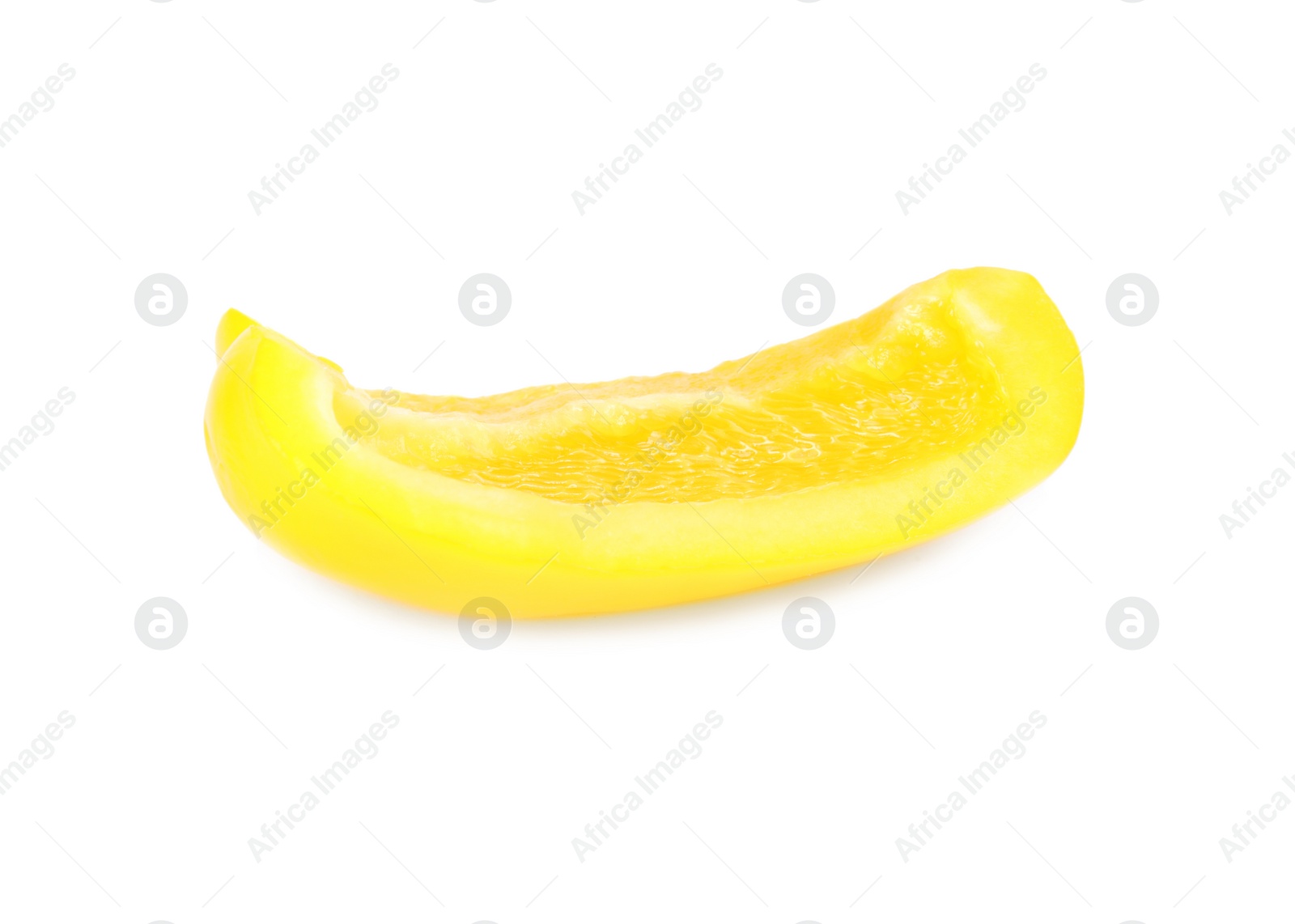 Photo of Slice of yellow bell pepper isolated on white