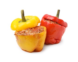 Photo of Delicious stuffed bell peppers isolated on white