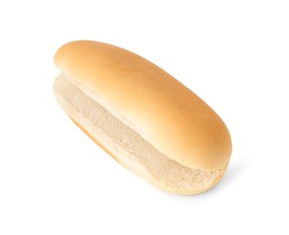 One fresh hot dog bun isolated on white