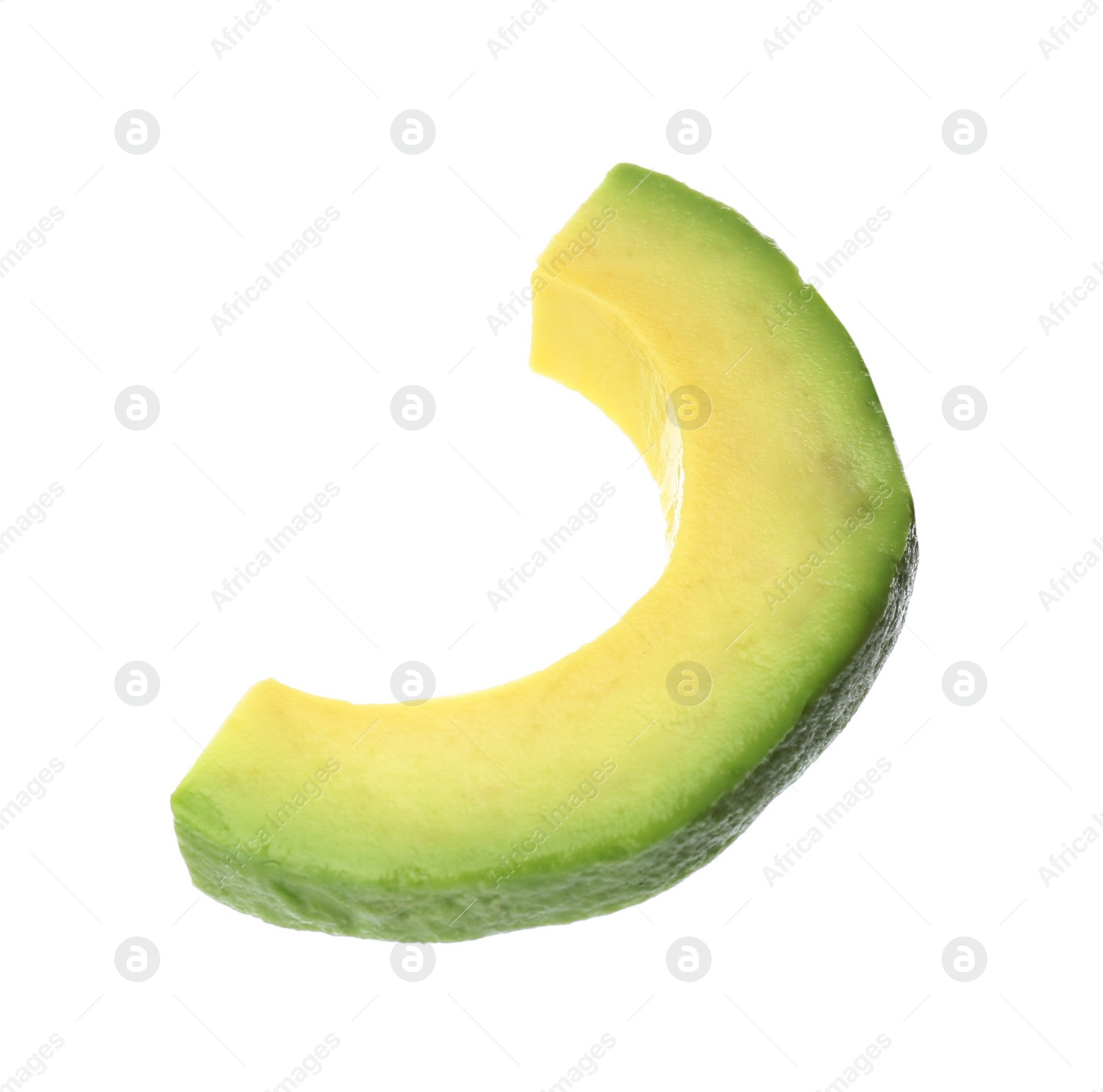 Photo of Slice of ripe avocado isolated on white
