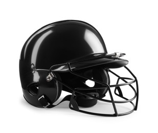 Black baseball batting helmet isolated on white