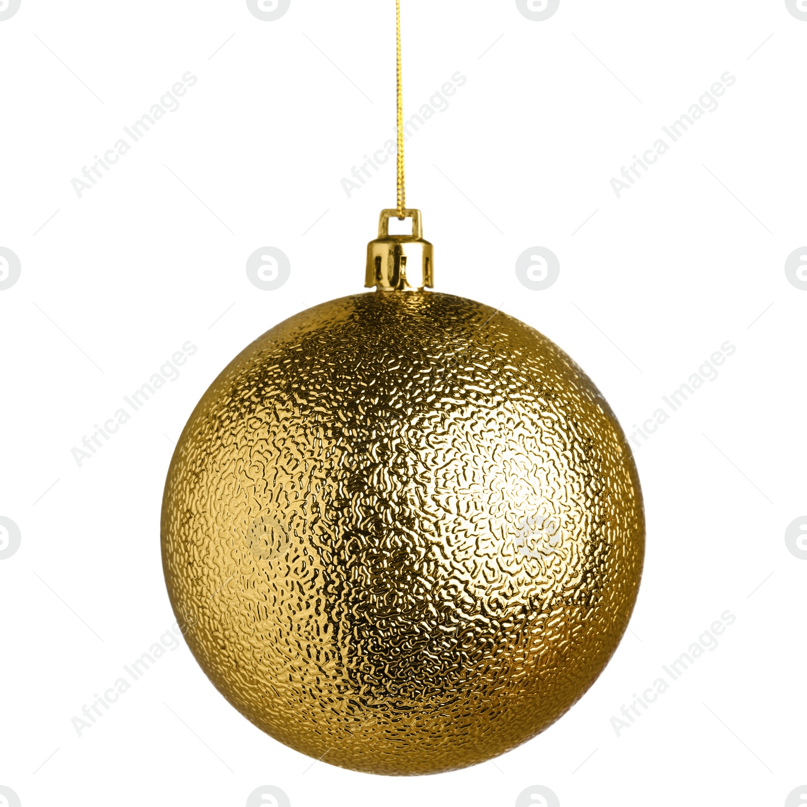 Photo of Beautiful golden Christmas ball isolated on white