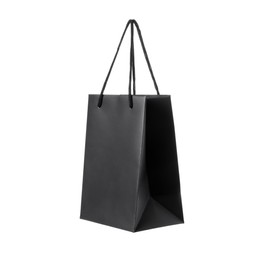 One black paper bag isolated on white