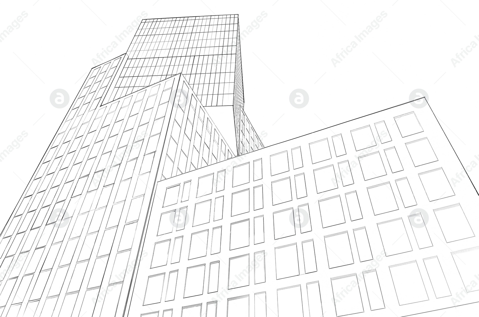 Image of Illustration of modern building on white background. Urban architecture