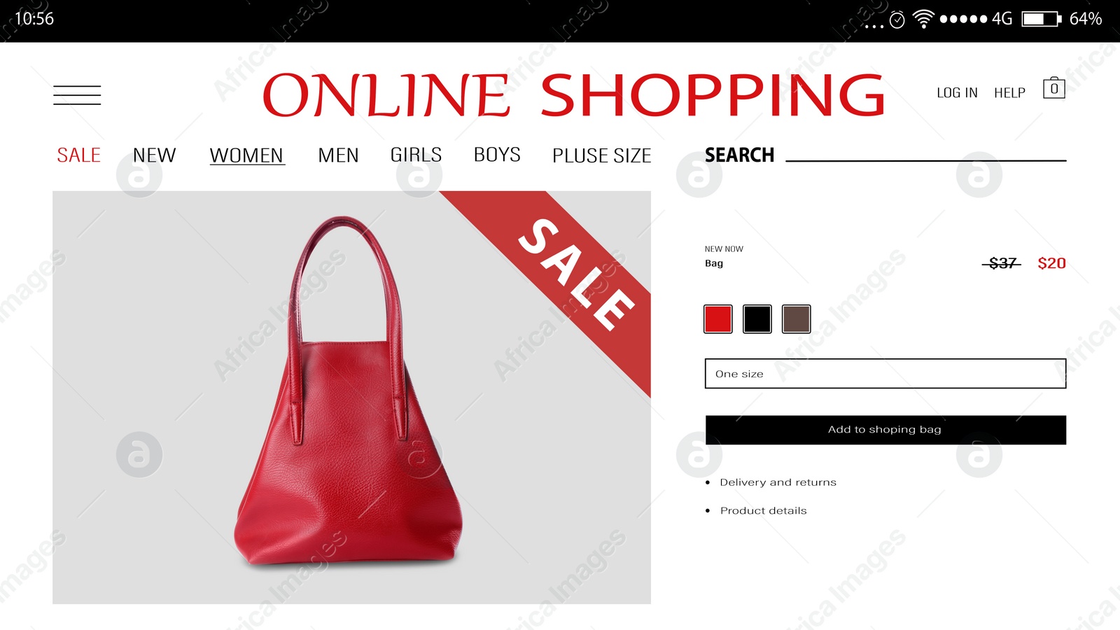 Image of Web site of online store with offer for sale