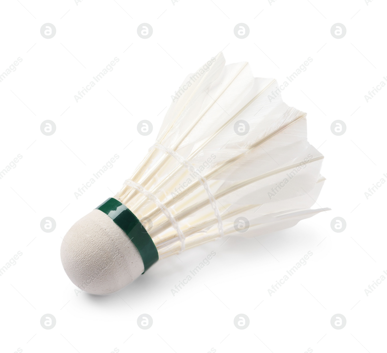 Photo of One feather badminton shuttlecock isolated on white