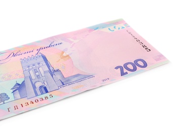 Photo of 200 Ukrainian Hryvnia banknote on white background